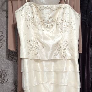 Chic Strapless Cream Wedding Dress with Embellishments